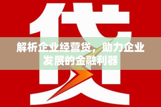 沈北新区解析企业经营贷，助力企业发展的金融利器