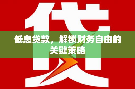 沈北新区低息贷款，解锁财务自由的关键策略