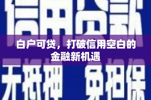 沈北新区白户可贷，打破信用空白的金融新机遇