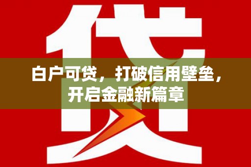 沈北新区白户可贷，打破信用壁垒，开启金融新篇章