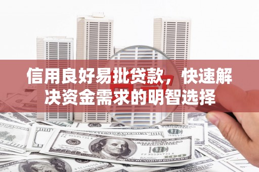 沈北新区信用良好易批贷款，快速解决资金需求的明智选择